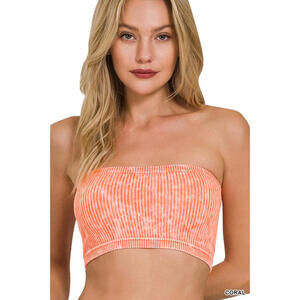 Washed Ribbed Seamless Tube Top Zenana in Multiple Colors